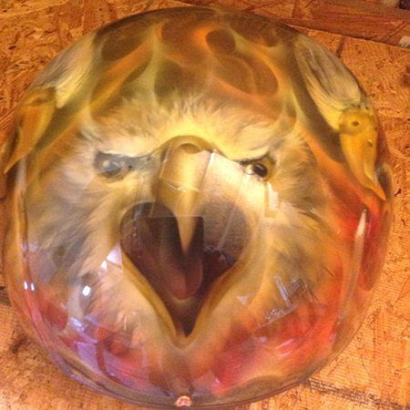 airbrushed eagle on helmet